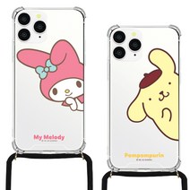 COZY 정품 산리오 옆빼꼼 방탄젤하드 목걸이 스트랩 케이스 LG V50S V50 V40 V30 LG G8 G7 Q9 X4 X6 2019 벨벳