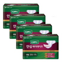 디펜드 프리미엄안심 매직테이프 성인기저귀 대형, 20개입, 4개