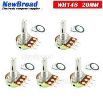 5pcs wh148 3pin 20mm 전위차계 b1k b2k b5k b10k b20k b50k b100k b250k b500k b1m 1k 2k 5k 10k 20k 50k 1m, 1k옴