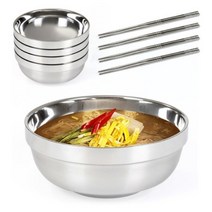 올비아 스텐304 이중 면기 18CM 4P+젓가락 4벌세트, 단품