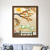 나봄갤러리 감나무와 초가집 감그림 감나무 액자, 4.내츄럴 브라운 액자