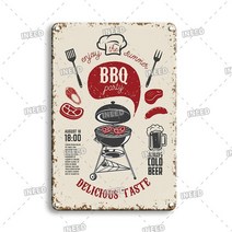 메뉴판 메뉴 보드 레트로 빈티지 펍 까페 레스토랑바베큐 구역 금속 주석 기호 아빠의 바베큐 마당 야외 파티 장식 플레이트 복고풍 바베큐 규칙 슬로건 금속 표지판, 70062, 20x30cm