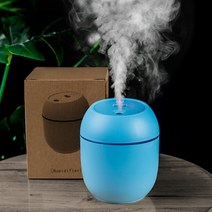 휴대용 공기 가습기 250ML 에센셜 오일 디퓨저 2 모드 USB 자동 끄기 가정용 LED 조명 포함 자동차 미스트 메이커 페이스 스티머, 파란색, 협력사