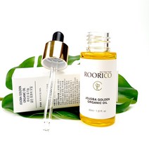 루리코 유기농 골든 호호바오일 100% 30ml 비정제 냉압착 페이스 보습 오일, 1개