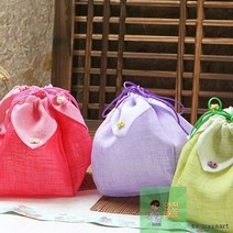 여름상회 답례품_전통_한국_전통연꽃모양_주머니_주머니/_외국인_선물_명절_설날_추석_선물_포장_기념품_케이스_한복_선물_선물_복_기념일 DE37, 연꽃모양 선물주머니-그린