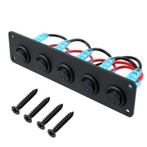 카라반 캠핑카 부품 수리용품 24v 12v 5 버튼 스위치 패널 자동 회로 차단기 led 라이트 토글 자동차 액세서리 보트 해양 트럭 트레일러 caravan van rv, 씨엔, 검은색, 1개
