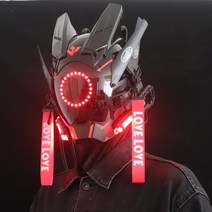 스타워즈 헬멧 할로윈 가면 사이버펑크 마스크 LED, 화이트(수직날개)+측면램프
