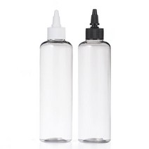 [허브스프레이샵] 일체형 뾰족캡 플라스틱 용기 120ml~500ml, 300ml투명용기, 흰색캡