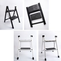 o0l0oA형 발판사다리 가정용 접이식 1단 2단사다리 도배 스텝스툴 알류미늄 철제 계단식사다리ll0II, 2단, 블랙