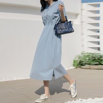 스타일온미 피크닉 후드 허리스트링 나일론 롱 원피스