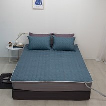네리 전기요 커버 온수매트커버 전기매트 커버 지퍼형 누빔 논슬립 카바 싱글 퀸, 블루