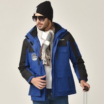 트랜드 보드복 스노우보드 리조트 컴포트핏 아웃도어 슬림라인 무주 시즌 강촌 바람막이, 블루-남