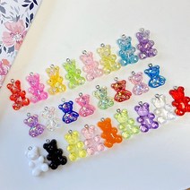 프로사부작 (대) 큰 하리보 곰돌이 펜던트 10개세트 키링 비즈 악세사리 부자재 만들기 재료, (대)펄반투명하리보/고리형, 투명