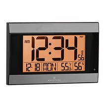 Marathon CL030052GG Atomic Digital Wall Clock with Auto-Night Light Temperature Humidity - Batteri, 1