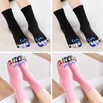 DFMEI 다섯 손가락 양말 여성 빗살 면화 손가락 짧은 통 중통 사계절 발가락 면양말