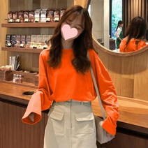 롱슬리브티 여성 트렌드 얇은 와이드 루즈핏 빅 판 봄가을 이너 셔츠 솔리드 무지 상의 유행 711970285