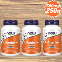Now foods 나우푸드 산화질소 아미노산 하루한번 아르기닌정 엘아르기닌 영양제, 500mg 250정, 3개
