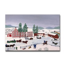 그랜마 모지스 그림 인테리어 명화 액자, 15. 체크무늬 집