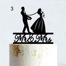 결혼기념일 현수막 토퍼 컴퓨터 프로그래머 웨딩 케이크 아크릴 비디오 Mr Mrs 신부 신랑 컨트롤러 북 웜 생일 파티 용품, [01] Mirror Gold, [03] Style 3
