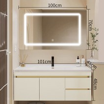 남쪽나무 세면대 세면대 세트 (스마트거울) 벽걸이세면대 이케아세면대 세면기, GREY+GOLD, 1세트