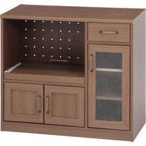 후지 무역 주방 카운터 찬장 폭 90.5×안길이 39.5~41×높이 82 cm미디엄 브라운 키친 수납 슬라이드 선반 콘센트 첨부 97712