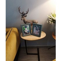 베란다 이케아 슬림 사이드 부부 거실 테이블, 우드+블랙