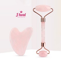 제이힐 로즈쿼츠 하트 괄사 마사지기 갈사 허벅지 셀룰라이트 옥괄사 괄사기 2종 세트, 화이트스톤