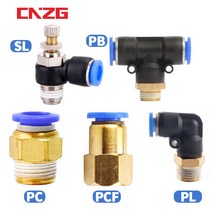 튜브 커넥터 공압 피팅 에어 퀵 호스 파이프 PC PL 엘보 1/8 1/4 3/8 수나사 4mm 6mm 8mm 암나사, [16] 10-04, [04] SL