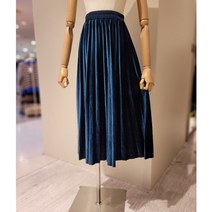 더히스토리 허리밴딩 벨벳 플리츠 스커트(HMWASK09)