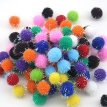 [홈앤스쿨] 칼라 반짝이 뿅뿅이 (20mm) 폼폼이 솜방울 단색 혼합색상, 분홍