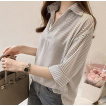 칠부소매 브이넥 셔츠 블라우스 LD-572