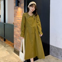 골덴원피스 가을옷 여성 빅사이즈 와이드 루즈핏 롱 슬림핏 프렌치 플랫카라 2784128893