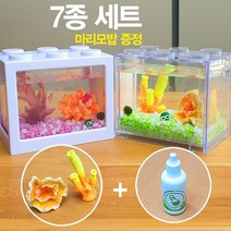 산호초 마리모 세트 7종 마리모밥 증정, 산호초02＋블랙블럭[스카이] ＋ LED 전구＋5ml밥