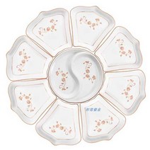 원형 접시 그릇 세트 집들이 도자기 식기 플레이트, 크라운80cm8+태극권플레이트