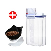 칼리펫 반려동물 사료밀폐용기 2.5L 강아지 고양이 사료보관함 2kg 계량컵 PET BOWL 고양이 애견 식기 캐릭터 밥그릇 물그릇, PET BOWL_블랙+사료밀폐용기