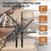 목공용품 Woodworking Miter Saw Protractor 360 Degree Aluminium Alloy Angle Finder Inclinometer Measuring