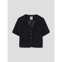 8SECONDS 블랙 주름 칼라리스 반팔 재킷 322711LY35