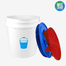 버킷28 세차버킷 화이트+그릿가드 레드+감마씰 블루 버킷 돌리 대용량 자동차 차량 세차 물통 바구니, 세차버킷28화이트+그릿가드레드+감마씰블루