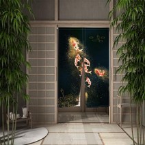 동물 문 커튼 중국어 잉어 호랑이 표범 새 파티션 화면 복도 입구 출입구 일본 방 장식, CLX00291+80x150cm