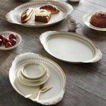 [천삼백케이] [꾸미까] 시라쿠스 로렐 리프 타원쟁반 2종 세트 (2colors), 블루로렐(M+L)