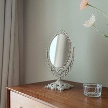 드뷔시 유럽풍 빈티지 왕실 인테리어 양면 협탁 탁자 책상 탁상 거울