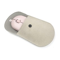 BOHO 블루투스 마우스 인조 스웨이드 파우치, 화이트 실버