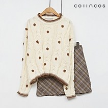 코인코즈 라운드넥 도트 포인트 꽈배기 니트 (IY2WPC040)