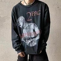 2pac 힙합 뮤지션 사진프린팅 긴팔티셔츠 롱슬리브 빈티지 스트리트