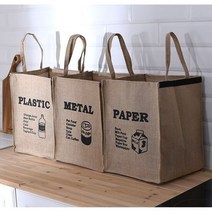 라이프토템 빈티지 분리수거함 원룸 가정용 재활용가방 방수코팅, 옵션 선택:플라스틱, 단품