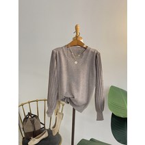 허니제이 / 로어스 벌룬 소매 주름 라운드 긴팔니트(4color)