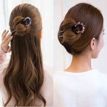 칼라큐빅비녀 비녀 올림머리비녀 U자비녀 뒤꽂이 비녀, 핑크믹스