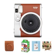 인스탁스 미니90 즉석카메라+케이스+필름20매/앨범+알파벳데코, 미니90 브라운+케이스 랜덤+필름2P