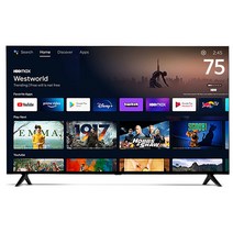 와이드테크 190cm TV 구글TV UHD TV 스마트TV AI 안드로이드TV HDR, 스탠드형 방문설치