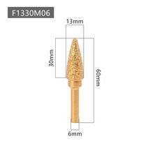 연마 샌딩 연마제 폴리싱 트리머 사포 1pc 6mm 생크 진공 브레이징 다이아몬드 버 헤드 그라인딩 로터리 파일 스톤 그레이 주철 연성 철강, f1330m06